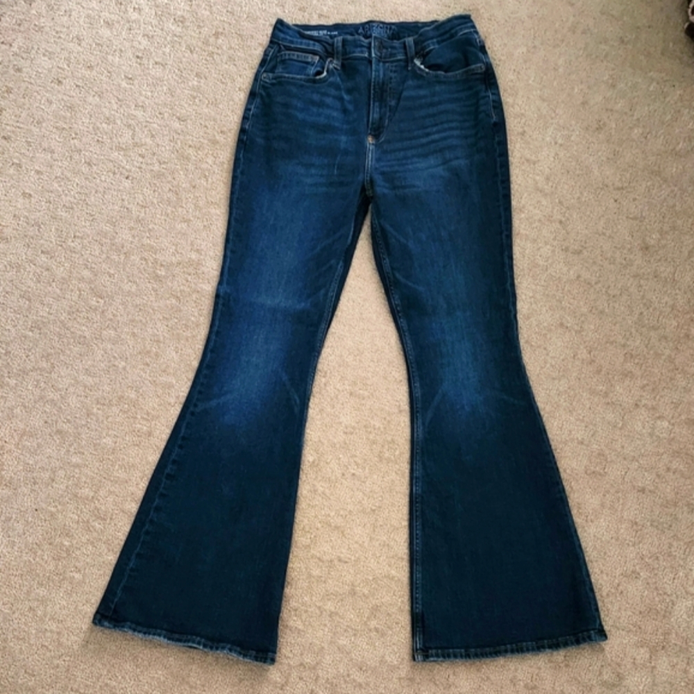 Arizona Highest Rise Vintage 70's Flare Women's Flared Blue Jeans 7 Euc - Picture 1 of 8